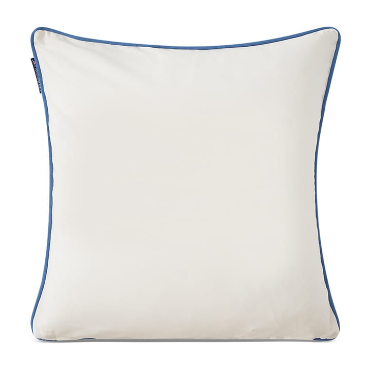 Housse de coussin Logo Organic Cotton Twill 50x50 cm - Blanc-bleu - Lexington