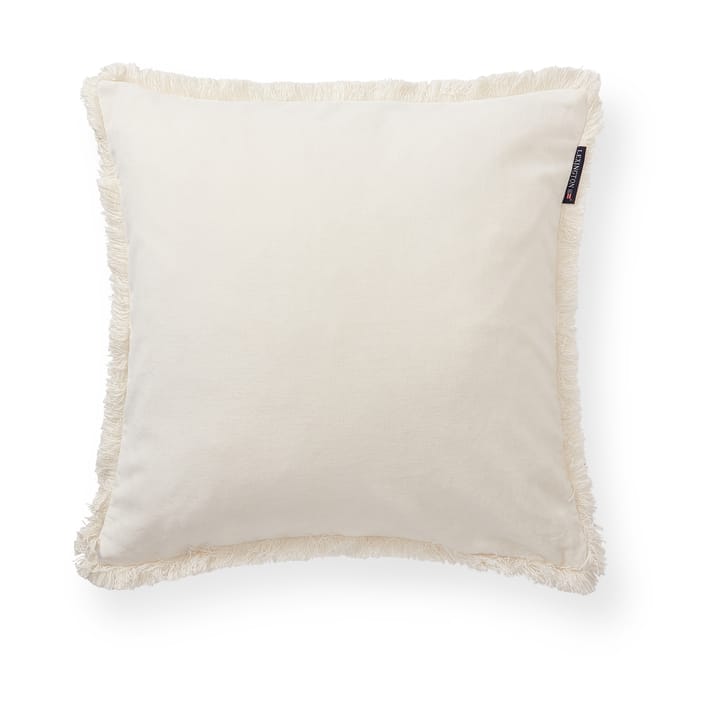 Housse de coussin Organic cotton velvet fringe 50x50 cm - Blanc - Lexington