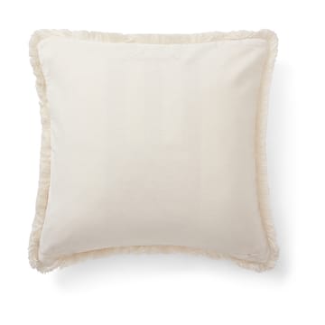 Housse de coussin Organic cotton velvet fringe 50x50 cm - Blanc - Lexington