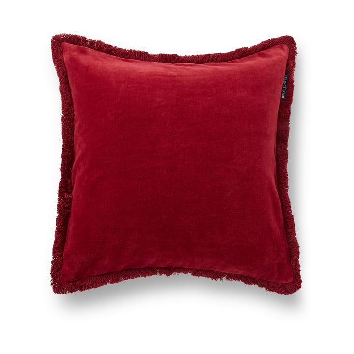 Housse de coussin Organic cotton velvet fringe 50x50 cm - Rouge - Lexington