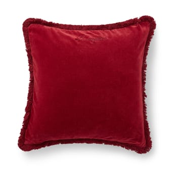 Housse de coussin Organic cotton velvet fringe 50x50 cm - Rouge - Lexington