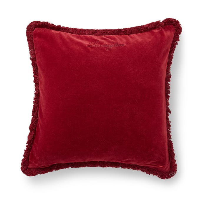 Housse de coussin Organic cotton velvet fringe 50x50 cm, Rouge Lexington