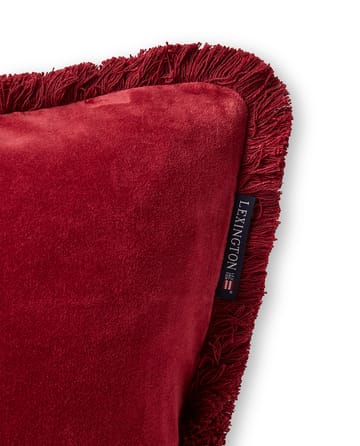 Housse de coussin Organic cotton velvet fringe 50x50 cm - Rouge - Lexington