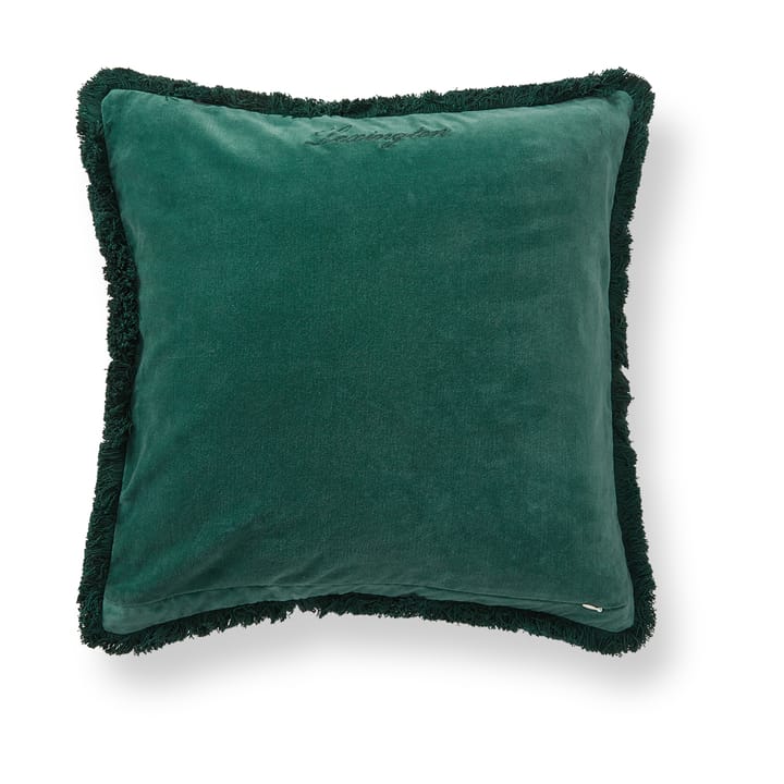 Housse de coussin Organic cotton velvet fringe 50x50 cm, Vert Lexington