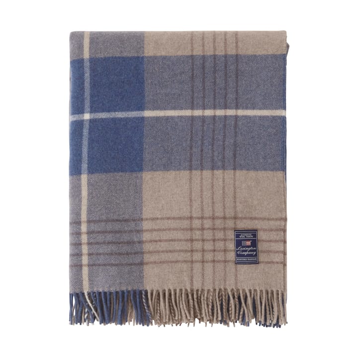 Plaid Checked Recycled Wool 130x170 cm - Denim blue-beige - Lexington