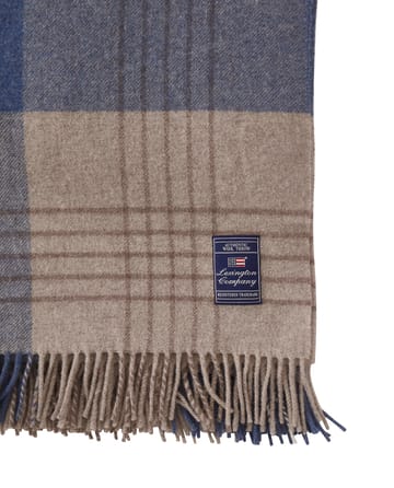 Plaid Checked Recycled Wool 130x170 cm - Denim blue-beige - Lexington