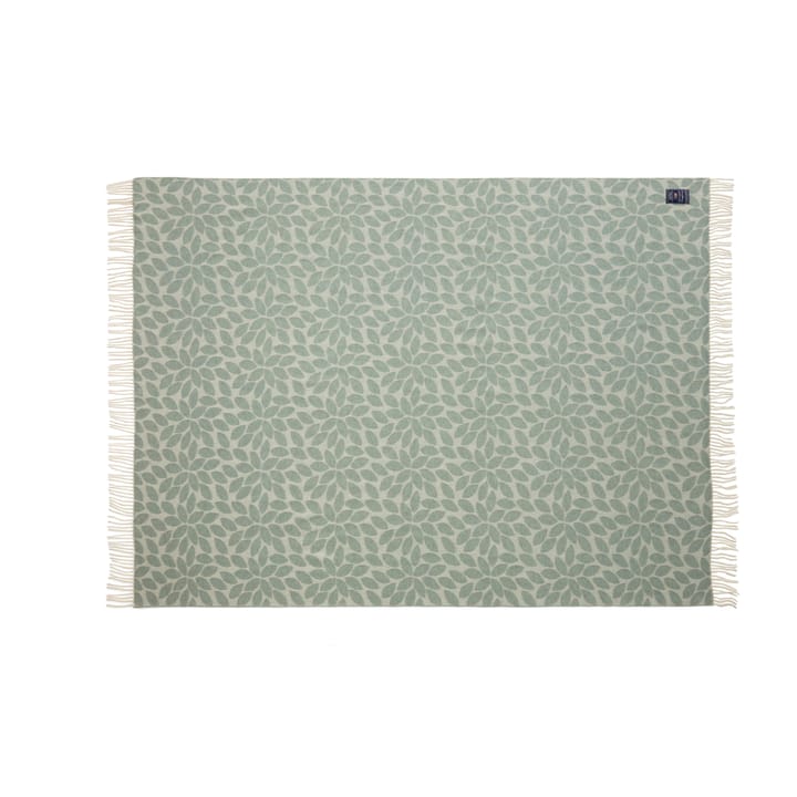 Plaid en laine Leaves Recycled Wool Jacquard 130x170 cm - Vert - Lexington