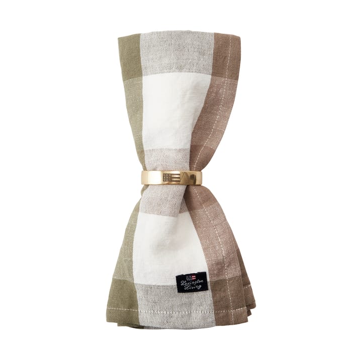 Serviette en tissu Checked Linen/Cotton 50x50 cm, Olive Lexington