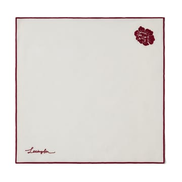 Serviette Flower linen-cotton 50x50 cm. - Blanc-rouge - Lexington