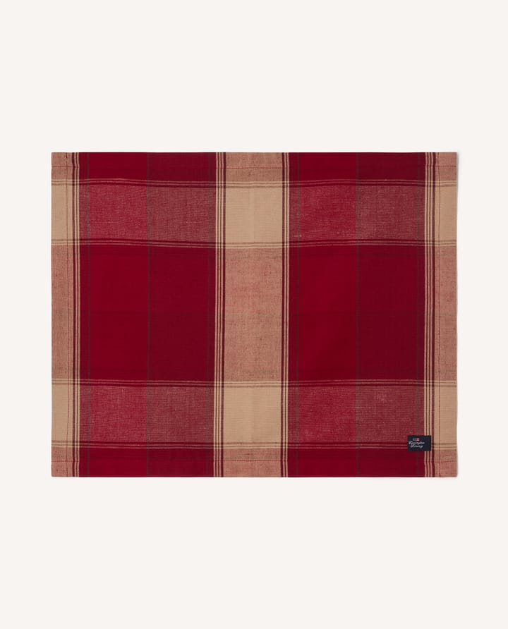 Set de table Checked linen-cotton 40 x 50 cm, Rouge-beige Lexington