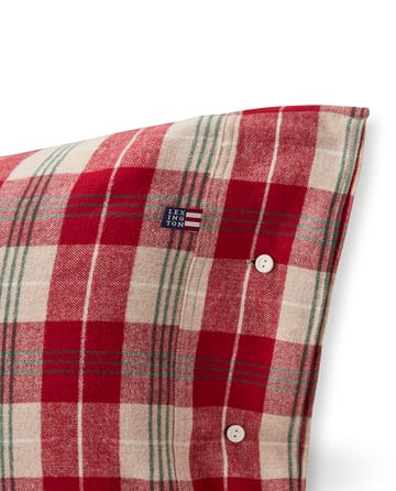 Taie d'oreiller Checked cotton flannel 50x60 cm. - Rouge-beige-vert-blanc - Lexington