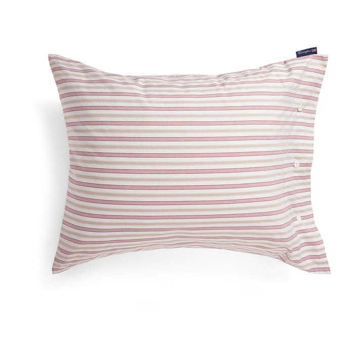 Taie d'oreiller Dobby striped cotton poplin 50x60 cm. - Rouge-beige-blanc - Lexington