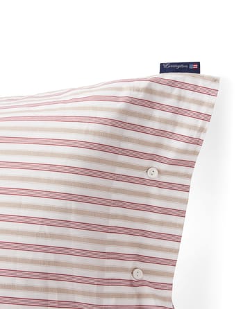 Taie d'oreiller Dobby striped cotton poplin 50x60 cm. - Rouge-beige-blanc - Lexington