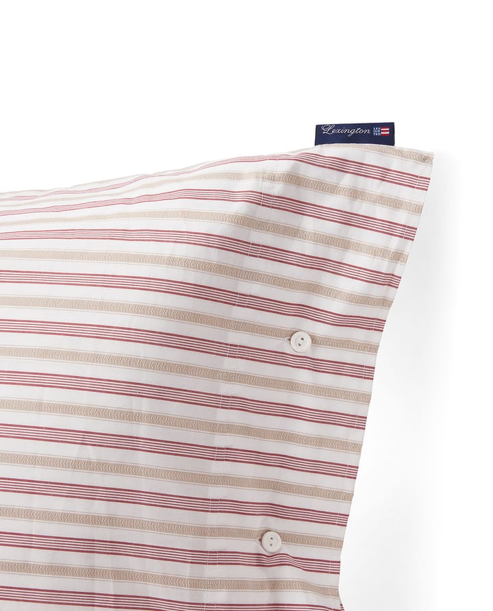 Taie d'oreiller Dobby striped cotton poplin 50x60 cm., Rouge-beige-blanc Lexington