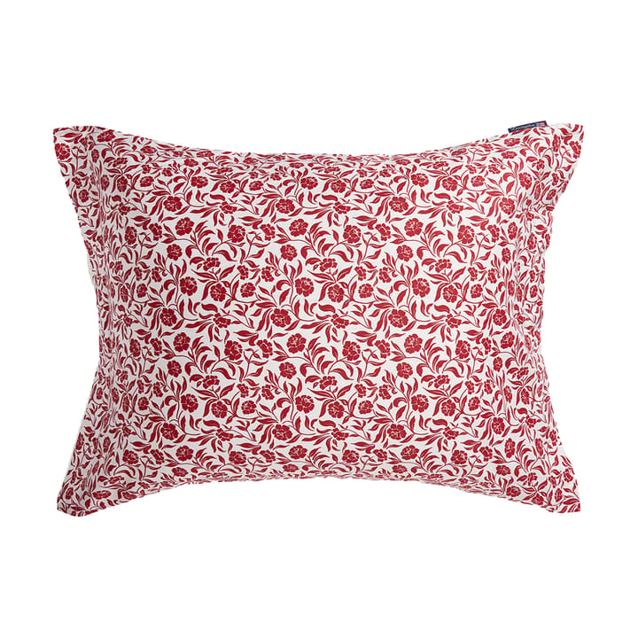 Taie d'oreiller Flower printed cotton sateen 50x60 cm., Blanc-rouge Lexington