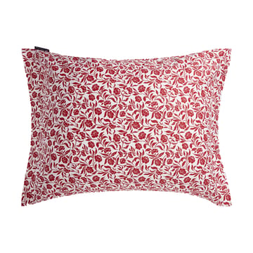 Taie d'oreiller Flower printed cotton sateen 50x60 cm. - Blanc-rouge - Lexington