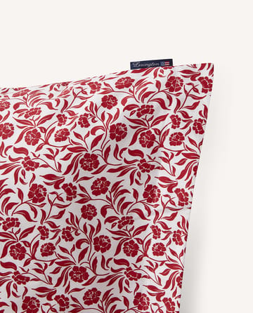 Taie d'oreiller Flower printed cotton sateen 50x60 cm. - Blanc-rouge - Lexington