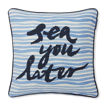 Taie Sea You Later Cotton Canvas 50x50 cm - White-blue - Lexington