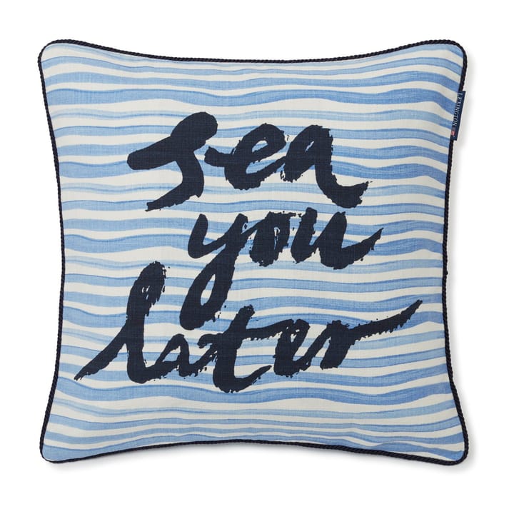 Taie Sea You Later Cotton Canvas 50x50 cm, White-blue Lexington