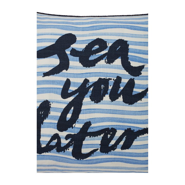 Taie Sea You Later Cotton Canvas 50x50 cm, White-blue Lexington