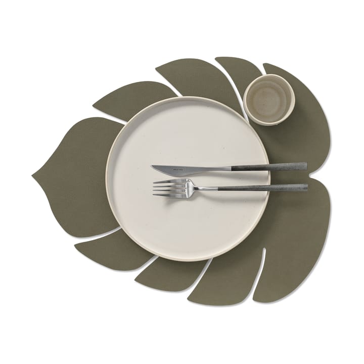 Set de table Monstera Leaf Nupo L, Vert armée LIND DNA