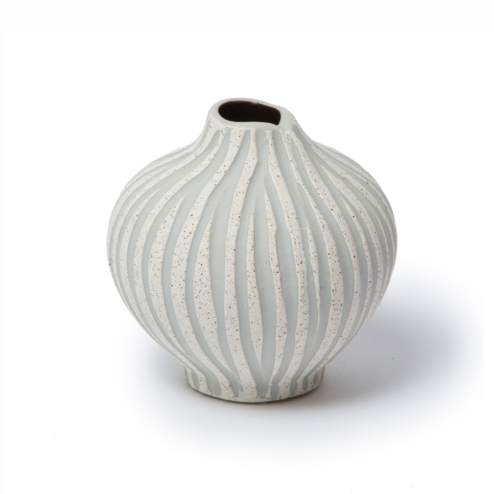 Lindform Vase Line Sand white stone stripe, small