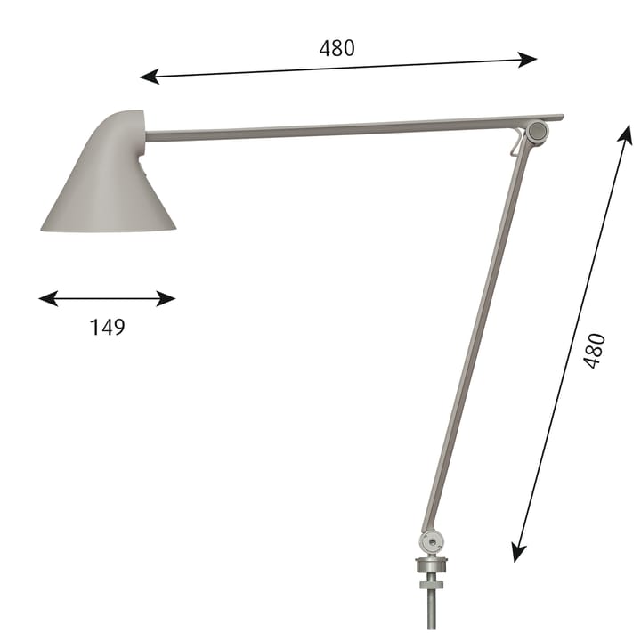 Lampe de table NJP Ø10mm, Gris clair Louis Poulsen