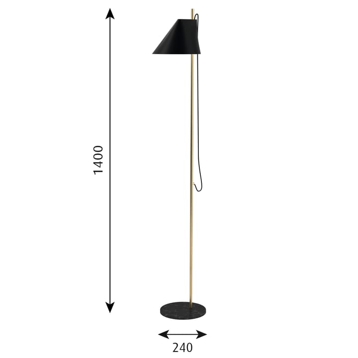 Lampe sur pied Yuh, Noir-Laiton Louis Poulsen