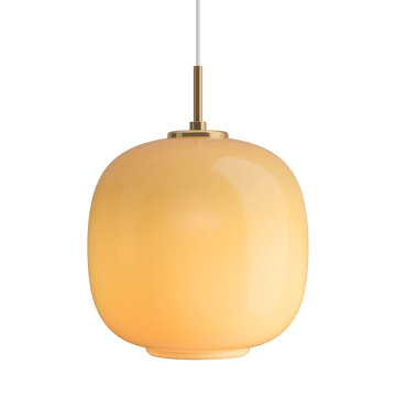 Suspension VL45 Radiohus Ø25cm - Brass-amber glass - Louis Poulsen