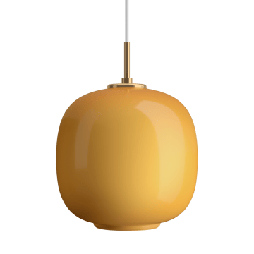 Suspension VL45 Radiohus Ø25cm - Brass-amber glass - Louis Poulsen