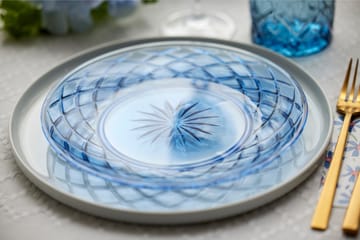 Assiette Sorrento Ø21 cm lot de 4 - Bleu - Lyngby Glas