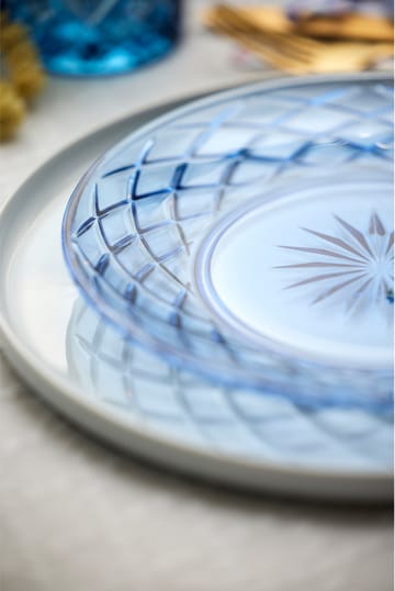 Assiette Sorrento Ø21 cm lot de 4 - Bleu - Lyngby Glas