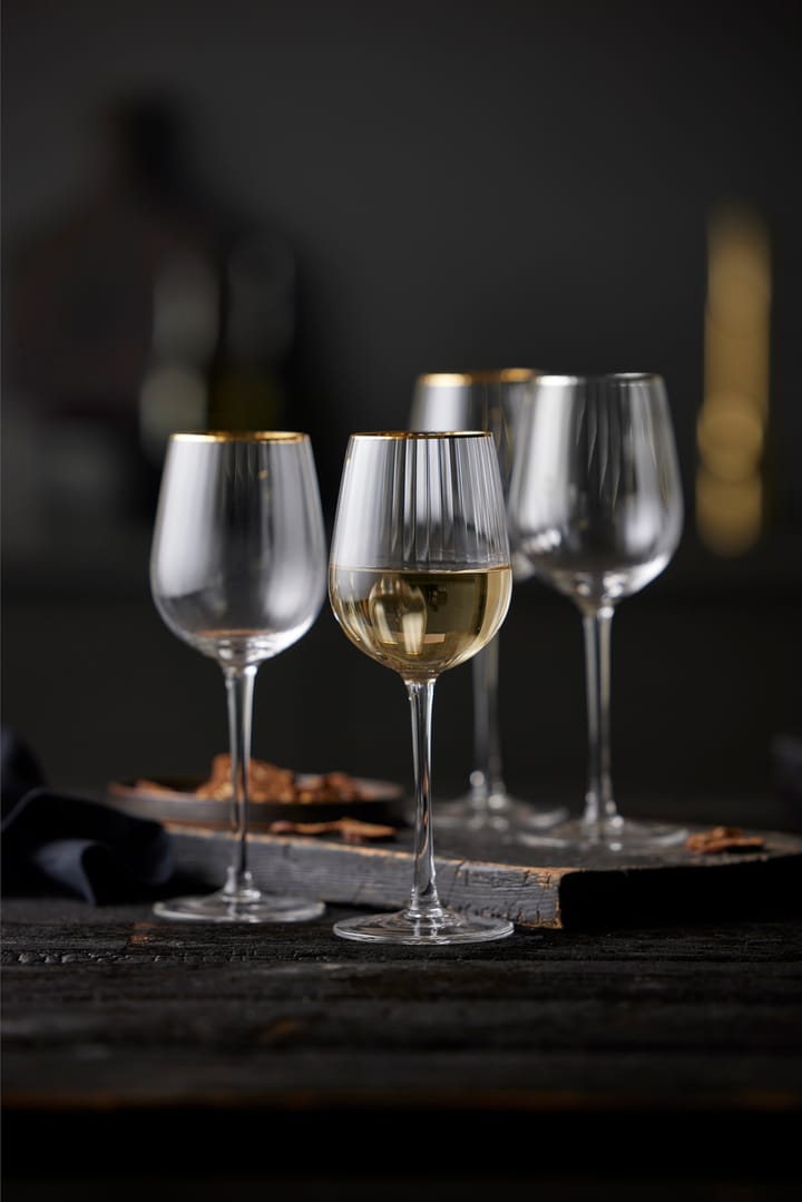 Verre à vin blanc Palermo Gold 30 cl, lot de 4, Transparent-or Lyngby Glas