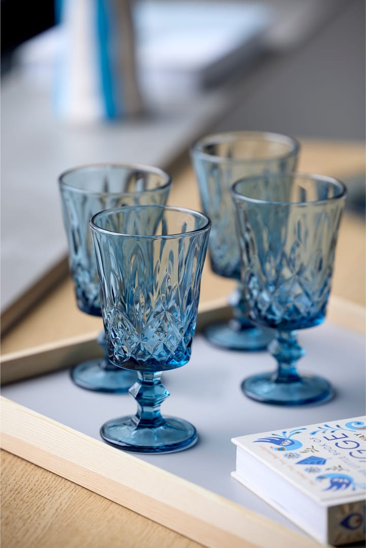 Verres à vin Sorrento 29 cl, lot de 4, Bleu Lyngby Glas