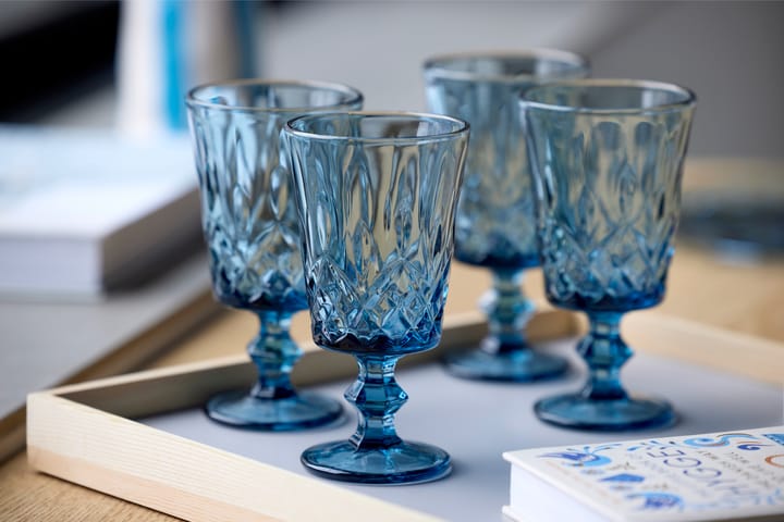 Verres à vin Sorrento 29 cl, lot de 4, Bleu Lyngby Glas