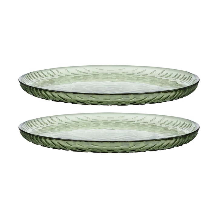 Assiette en verre Syksy Ø17 cm lot de 2 - Olive - Marimekko