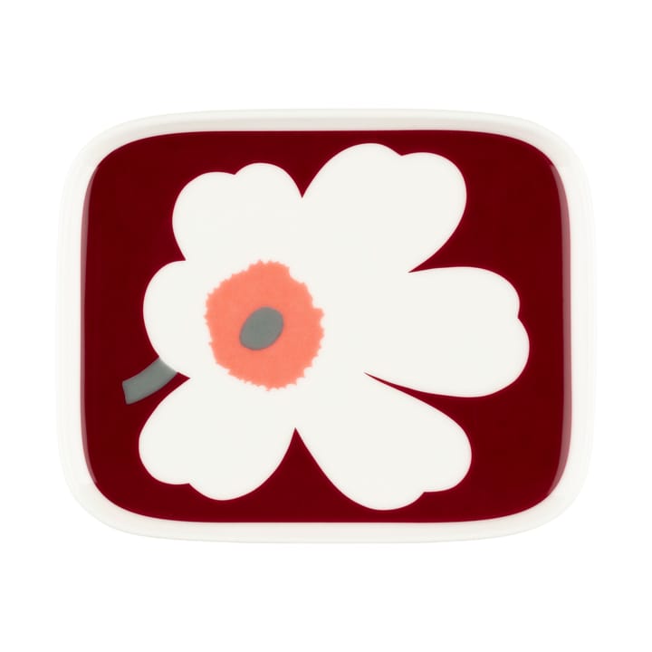 Assiette Juhla Unikko 12x15 cm - White-dark cherry-ash grey - Marimekko