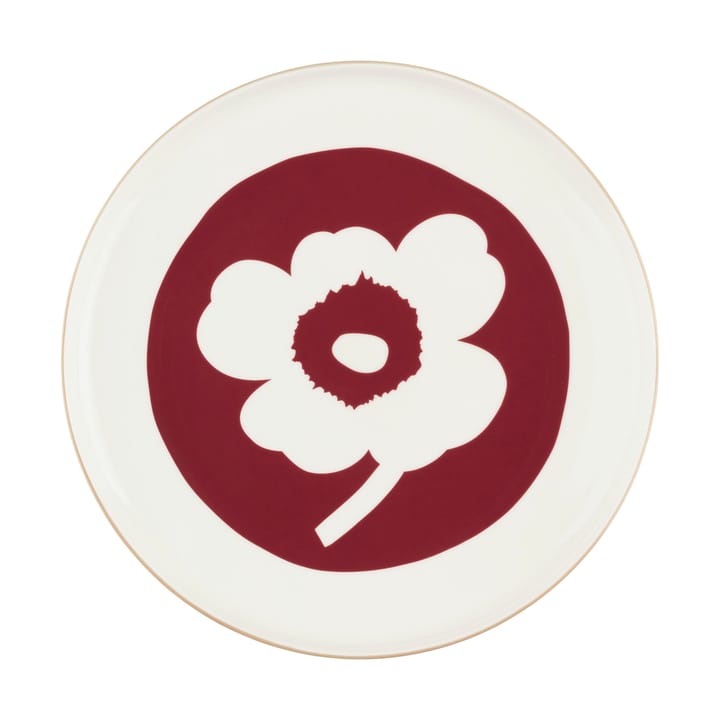 Assiette Oiva Unikko Ø25 cm - White-dark cherry-brown - Marimekko