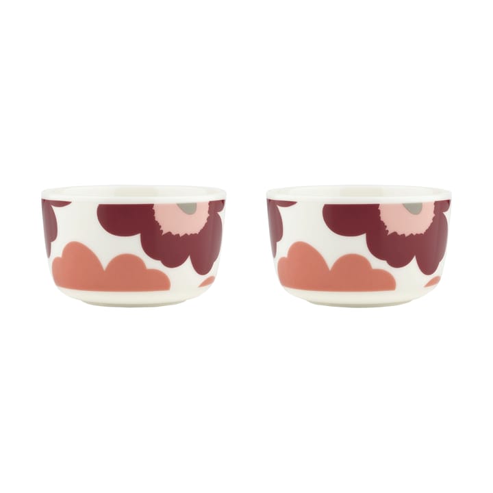 Bol Unikko 2,5 dl lot de 2 - White-dark cherry-salmon red - Marimekko