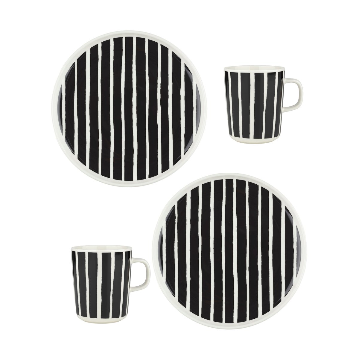 Marimekko Ensemble petit-déjeuner Oiva Piccolo, 4 pièces White-black