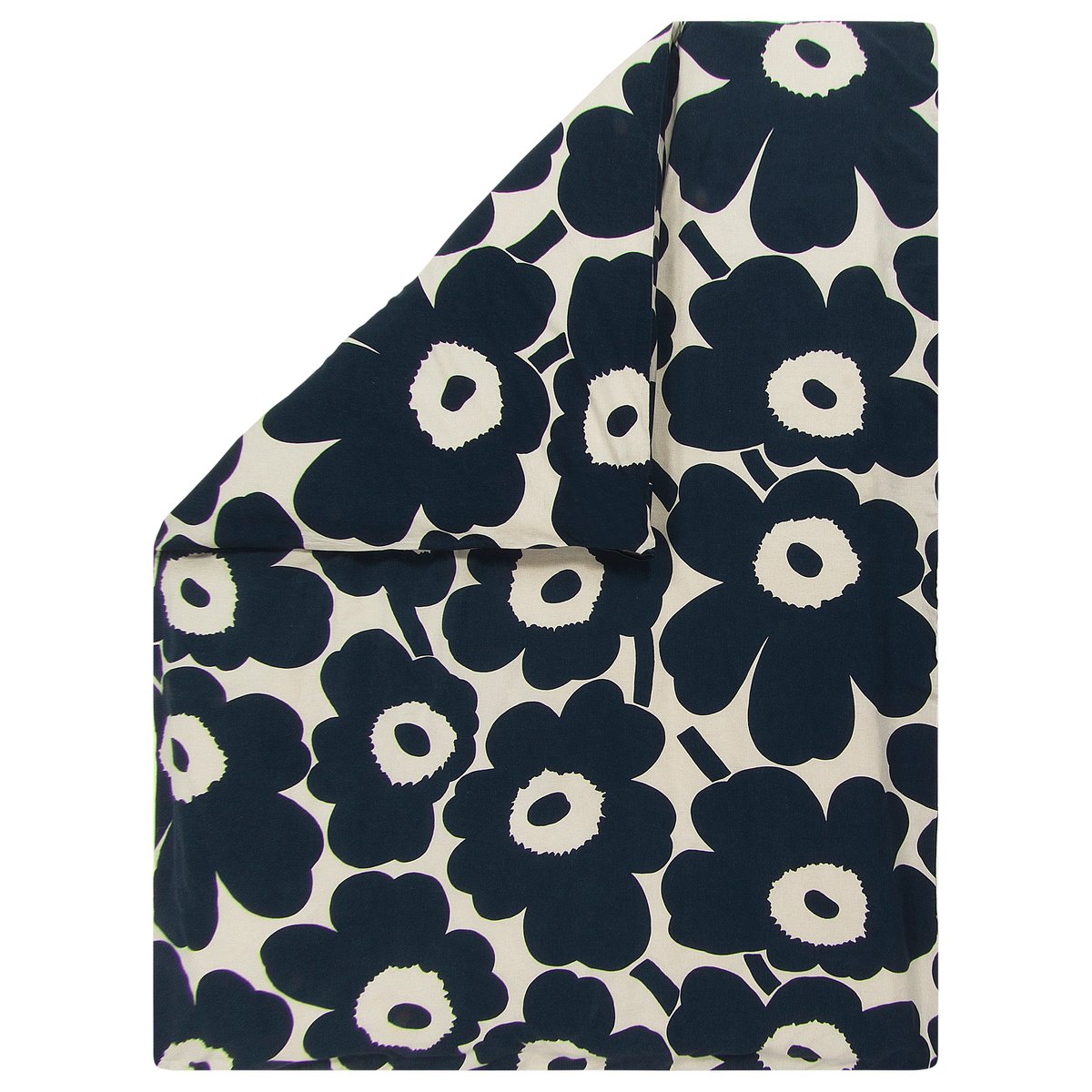 Marimekko Housse de couette laine-lin Unikko 150x210cm Blanc nature-bleu foncé