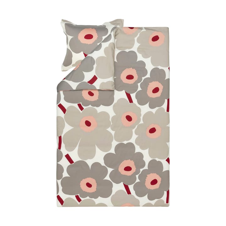 Housse de couette Unikko en satin 150x210 cm, Off white-warm grey-pink Marimekko