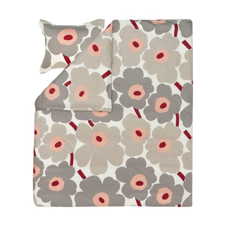 Housse de couette Unikko en satin 240x220 cm, Off white-warm grey-pink Marimekko