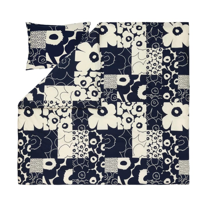 Housse de couette Unikko kollaasi 240x220 cm, Off-white-dark blue Marimekko