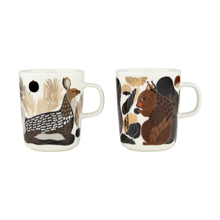 Mug Kurre & Peura 25 cl 2 pièces - White-brown-green - Marimekko