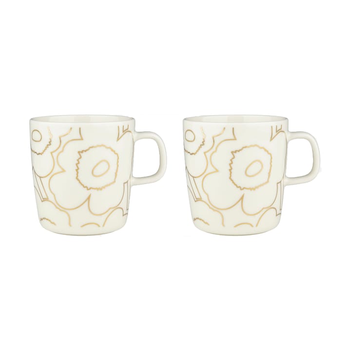 Mug Piirto Unikko 4 dl lot de 2, White-gold Marimekko