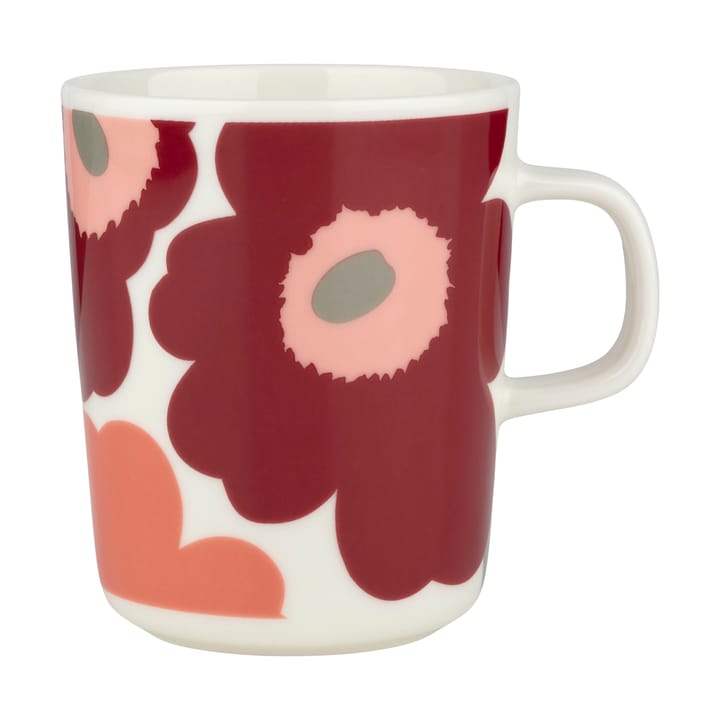 Mug Unikko 25 cl, White-dark cherry-salmon red Marimekko