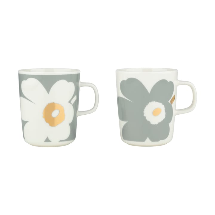 Mug Unikko 60e anniversaire 25 cl 2-pack - White-light grey-gold - Marimekko