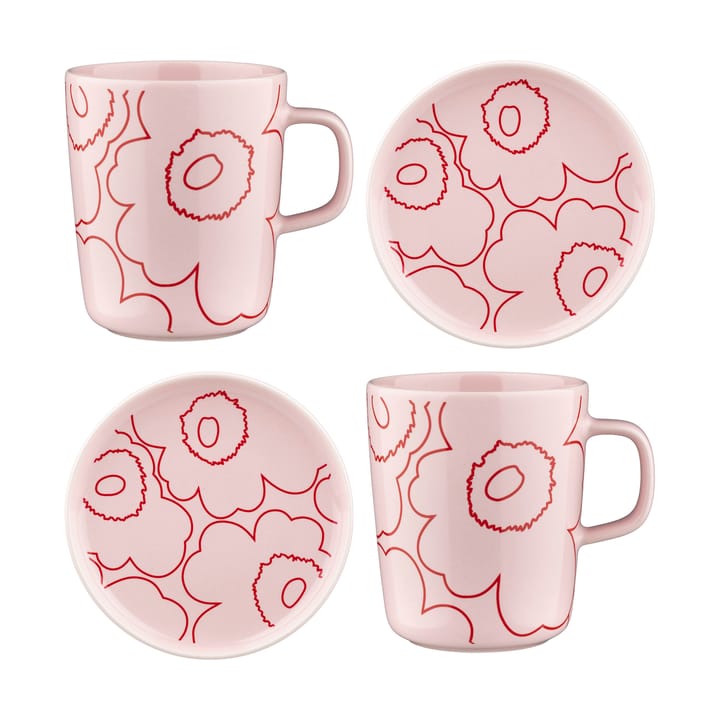 Piirto Unikko Oiva tasse 25 cl et soucoupe Ø20 cm 4 pièces - Rose - Marimekko