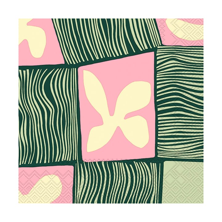 Serviettes Korkeuksissa 33x33 cm, Pack de 20, Rose-Vert Marimekko